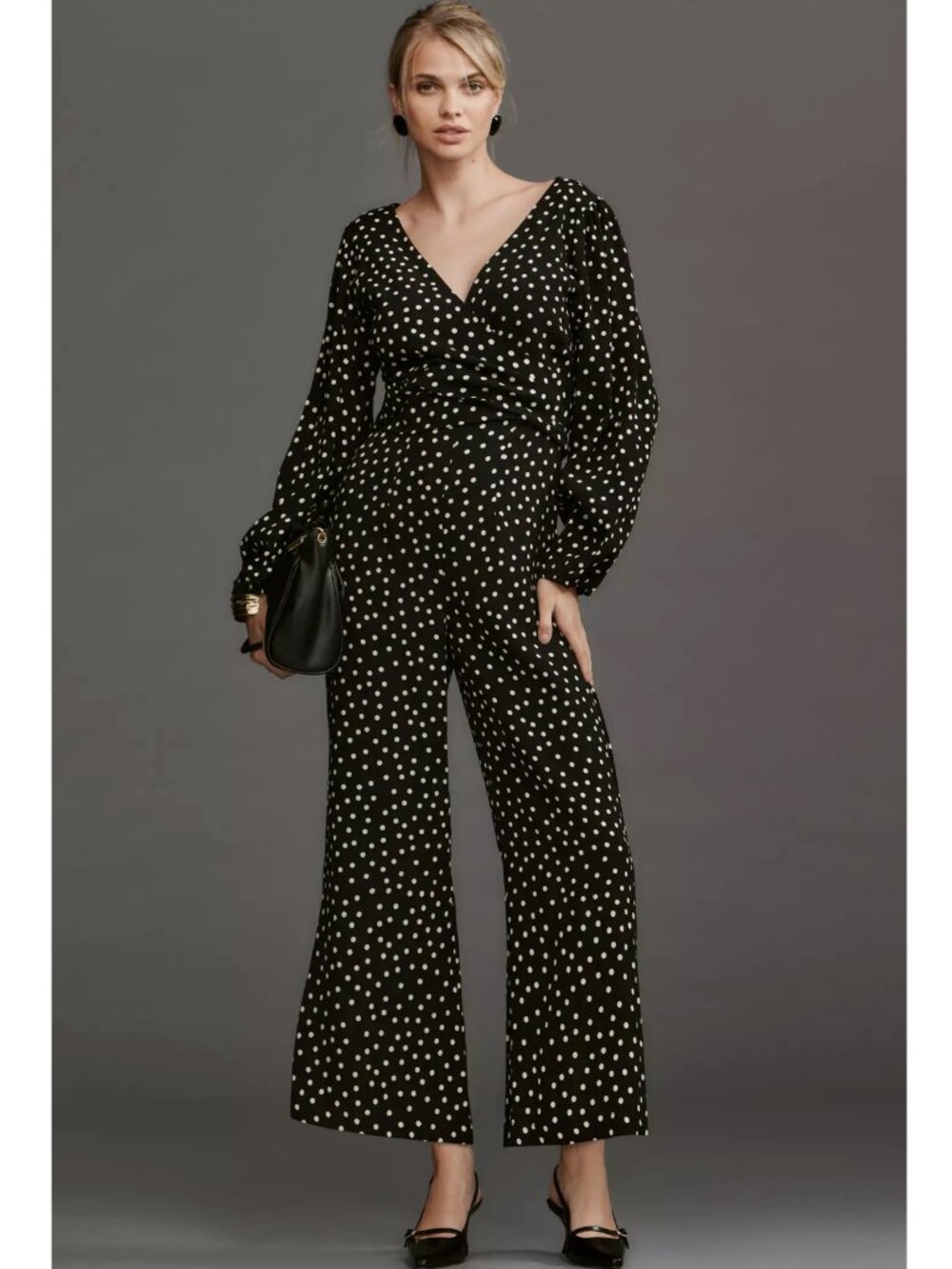 Anthropologie Faithfull Helena Wide Leg Polka Dot Jumpsuit M
